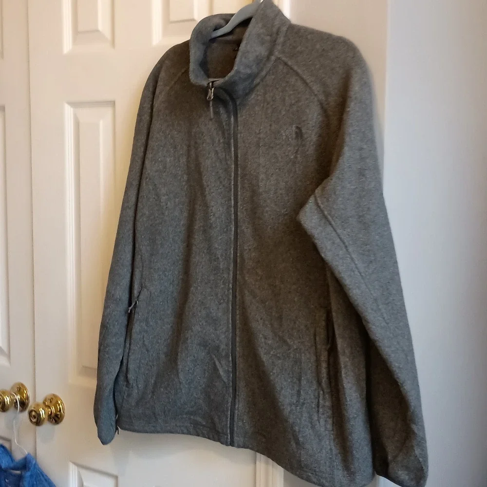 The North Face Fleece Jacket Full Zip Gray Mens XL Lightweight Warm‎ Outerwear